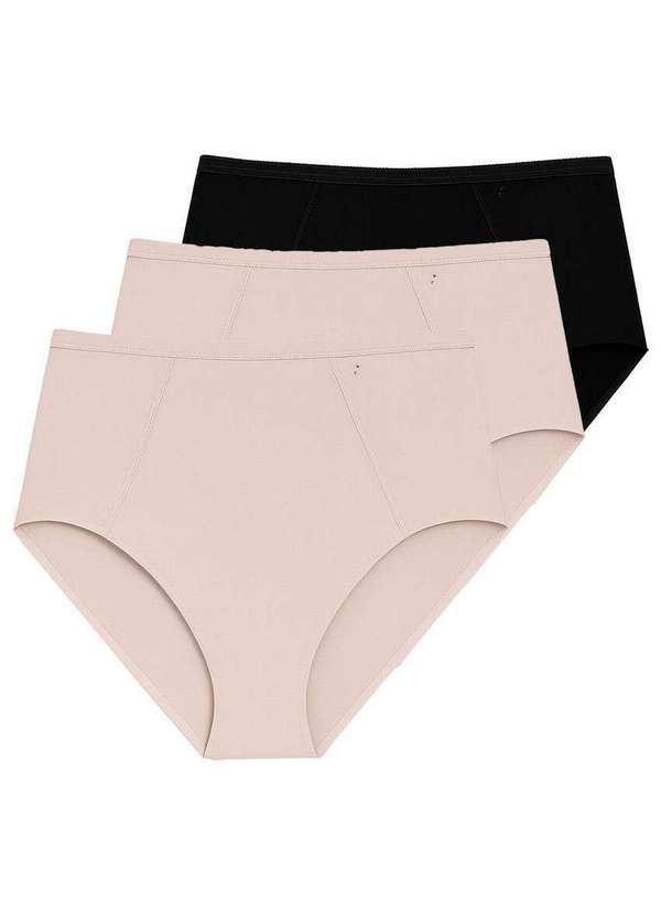 Liz - Kit com 3 Calcinhas Alta Liz 50590 Sepia-Preto