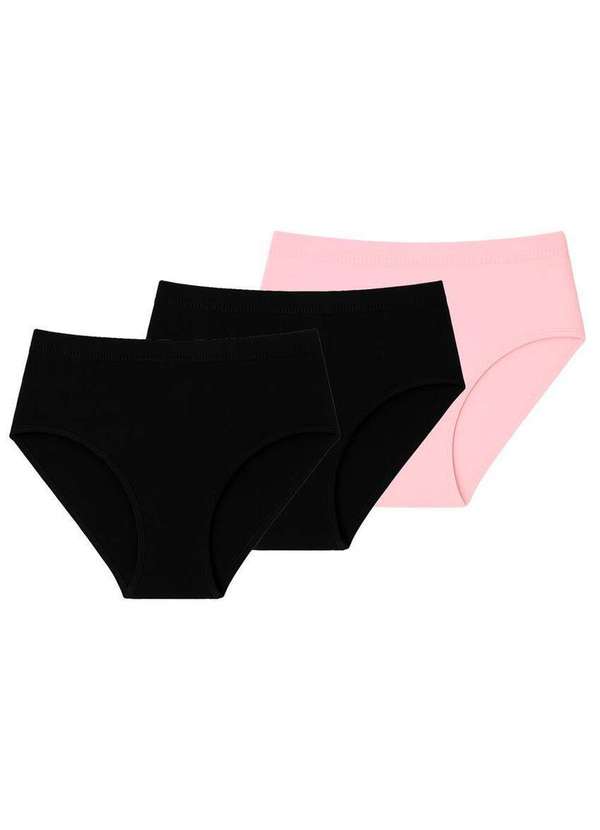 Liz - Kit com 3 Calcinhas Alta Liz 70220 Preto-Blush