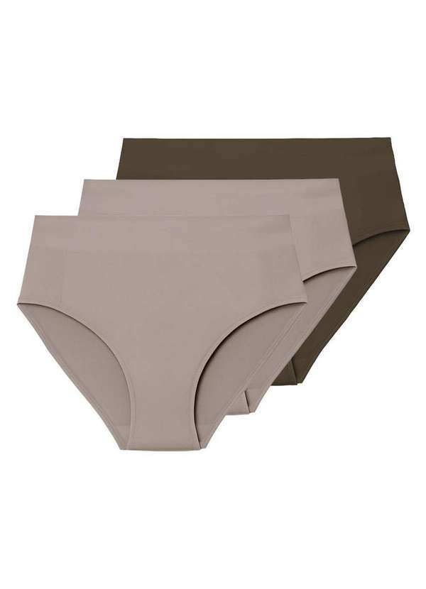 Liz - Kit com 3 Calcinhas Alta Liz 70935 Sepia-Sage