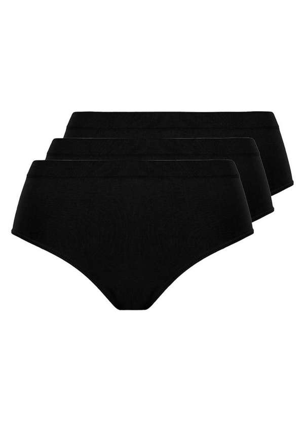 Lupo - Kit com 3 Calcinhas Alta Loba 40900-001 Preto