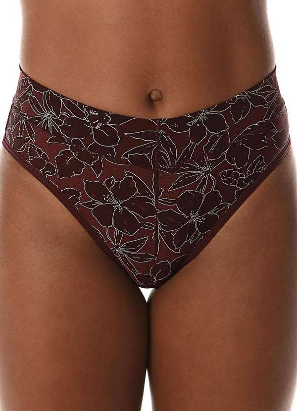 Demillus - Kit com 3 Calcinhas Alta Olimpo Demillus 26639 Bege-Vinho-Preto 3