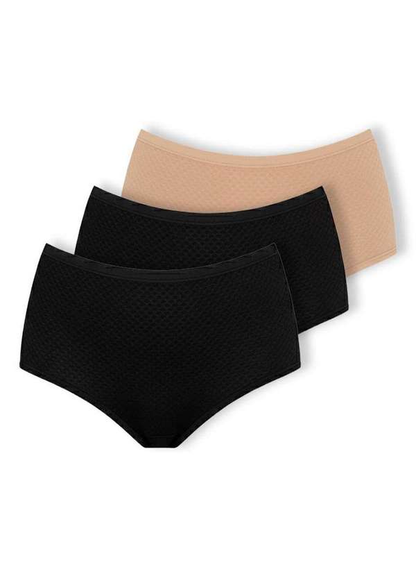 Dilady - Kit com 3 Calcinhas Biquíni Dilady 203202 Preto-Chocolate