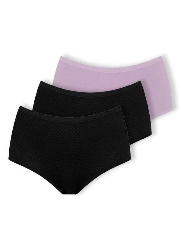 Dilady - Kit com 3 Calcinhas Biquíni Dilady 203202 Preto-Rosa-Retro