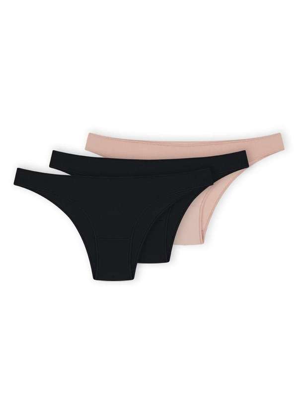 Hope - Kit com 3 Calcinhas Biquíni Hope 35840 Preto-Bege-Ballet