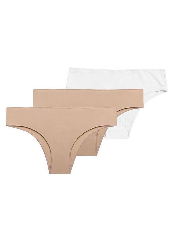 Hope - Kit com 3 Calcinhas Biquíni Hope 38840 Camurça-Branco