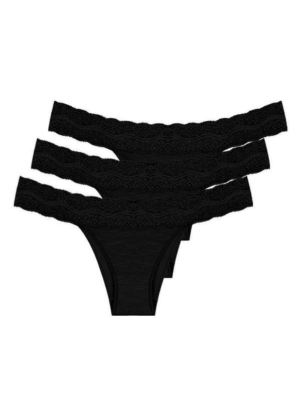 Hope - Kit com 3 Calcinhas Biquíni Hope L 35320 Preto