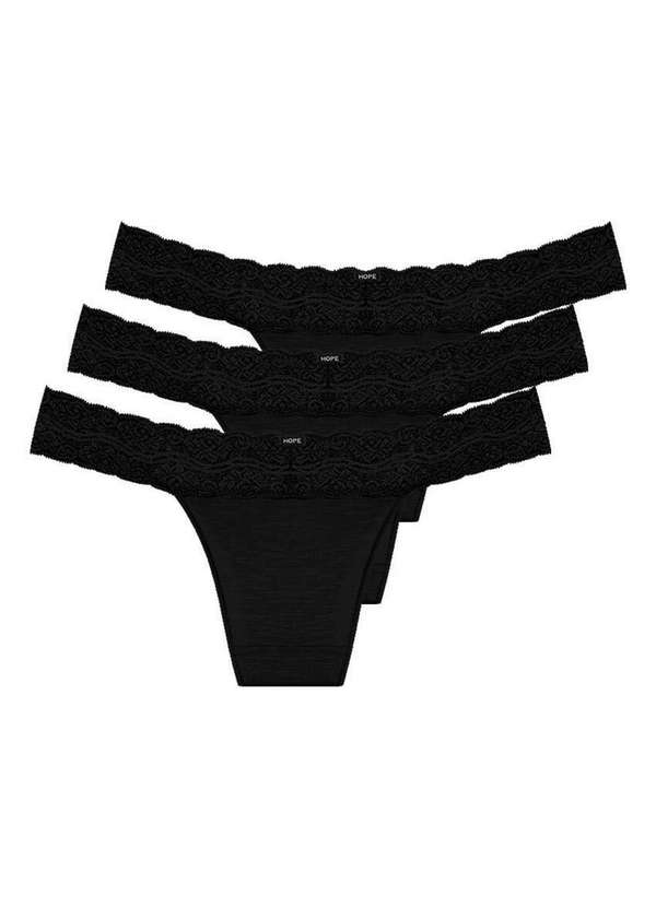 Hope - Kit com 3 Calcinhas Biquíni Hope L 35320 Preto 4