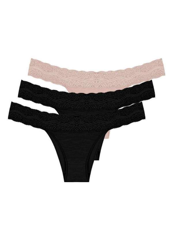 Hope - Kit com 3 Calcinhas Biquíni Hope L 35320 Preto-Bege-Ballet