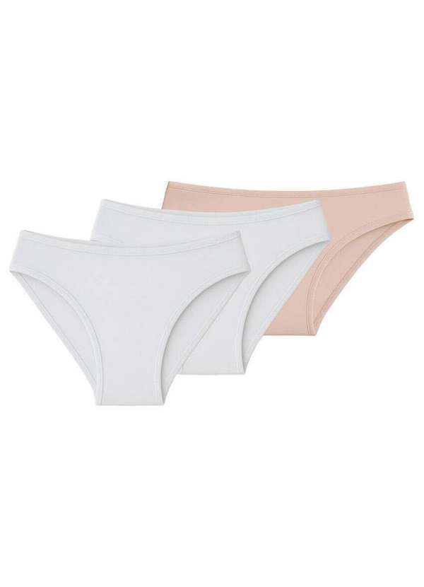 Liz - Kit com 3 Calcinhas Biquíni Liz 50331 Branco-Sepia