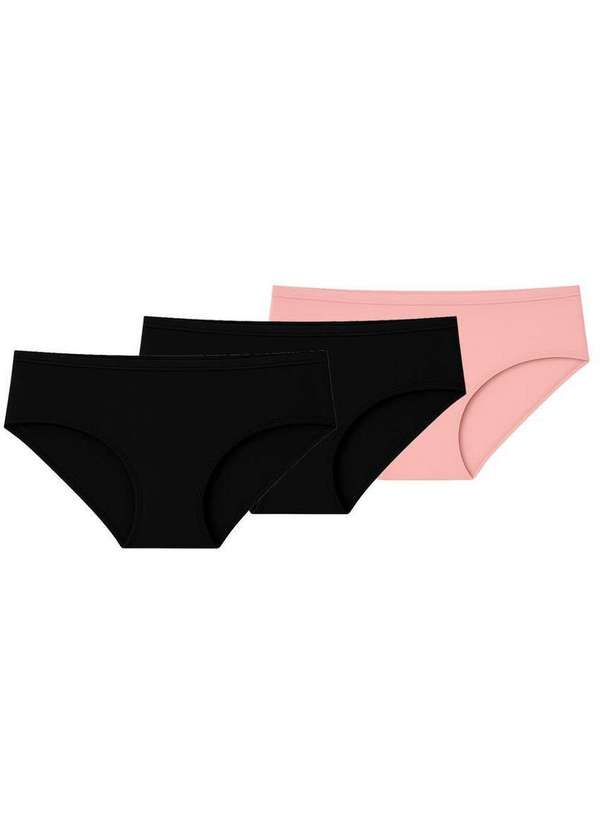 Liz - Kit com 3 Calcinhas Biquíni Liz 50376 Preto-Blush