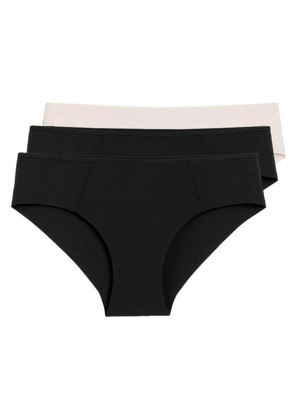 Liz - Kit com 3 Calcinhas Biquíni Liz 50391 Preto-Branco