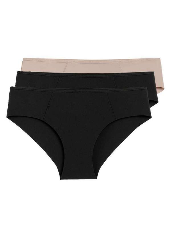 Liz - Kit com 3 Calcinhas Biquíni Liz 50391 Preto-Sepia