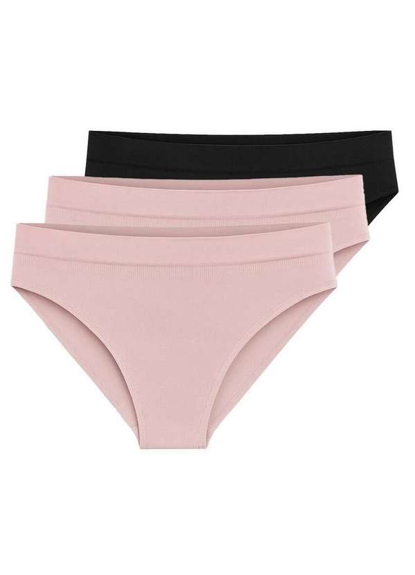 Liz - Kit com 3 Calcinhas Biquíni Liz 70222 Blush-Preto