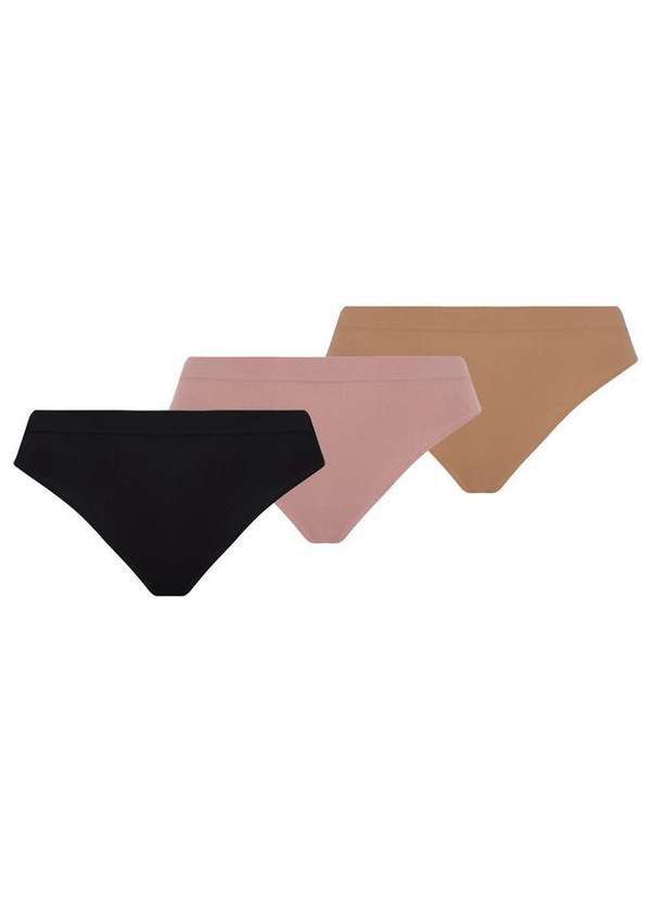 Lupo - Kit com 3 Calcinhas Biquíni Loba 40400-001 Preto-Nude-Chocolate