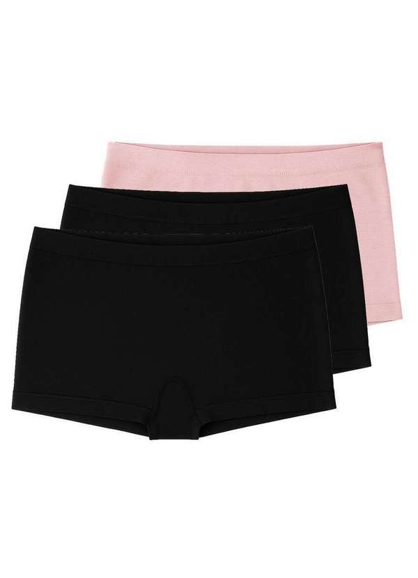 Liz - Kit com 3 Calcinhas Boxer Liz 74220 Preto-Blush