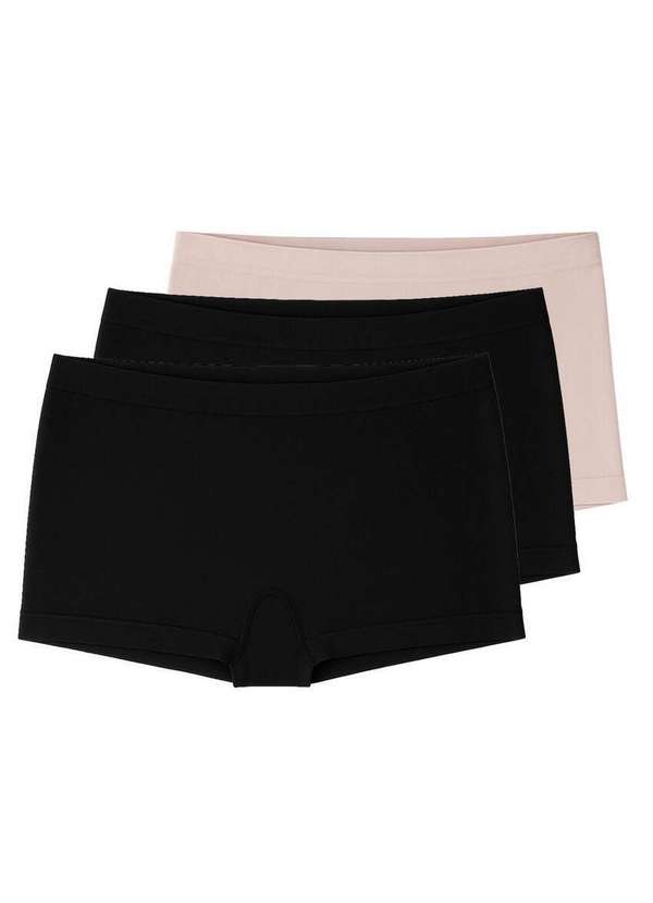 Liz - Kit com 3 Calcinhas Boxer Liz 74220 Preto-Sepia