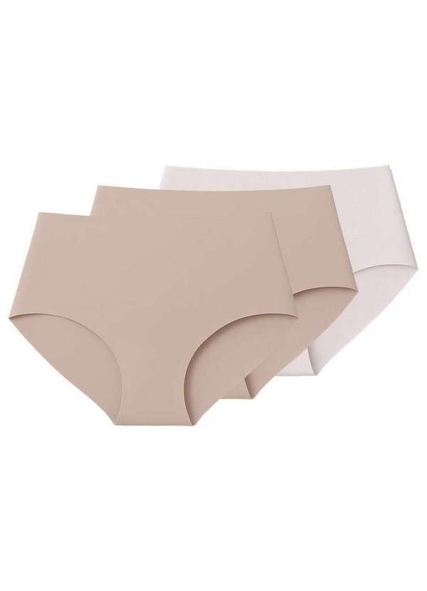 Liz - Kit com 3 Calcinhas Caleçon Liz 50256 Sepia-Branco