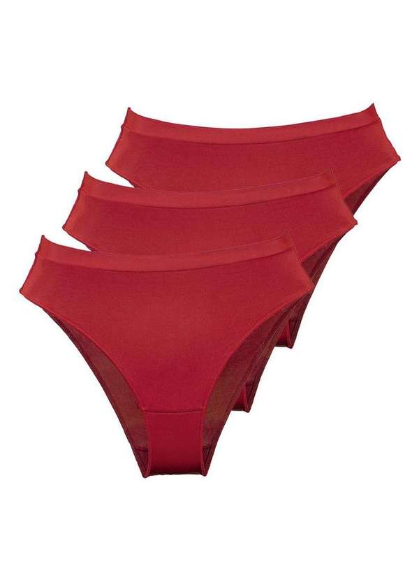 Demillus - Kit com 3 Calcinhas Demillus 26826 Colorido Carmim