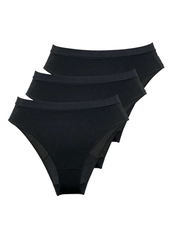 Demillus - Kit com 3 Calcinhas Demillus 26826 Colorido Preto