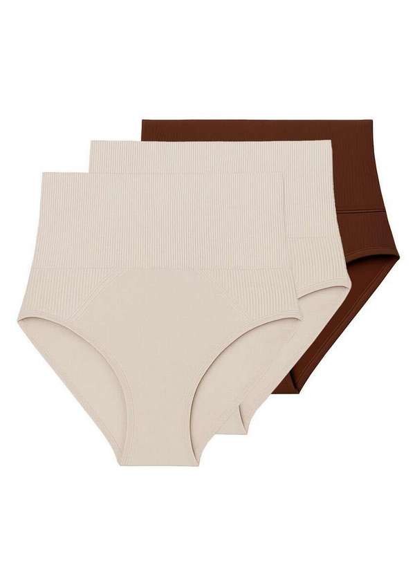 Liz - Kit com 3 Calcinhas Hot Pant Liz 70302 Natural-Brunette