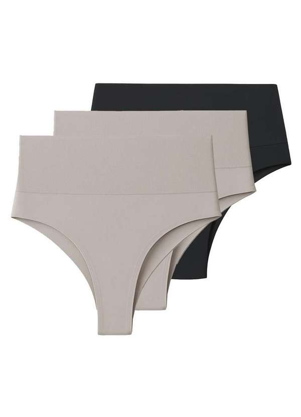 Liz - Kit com 3 Calcinhas Modeladora Fio Dental Liz 70381 Sepia-Preto