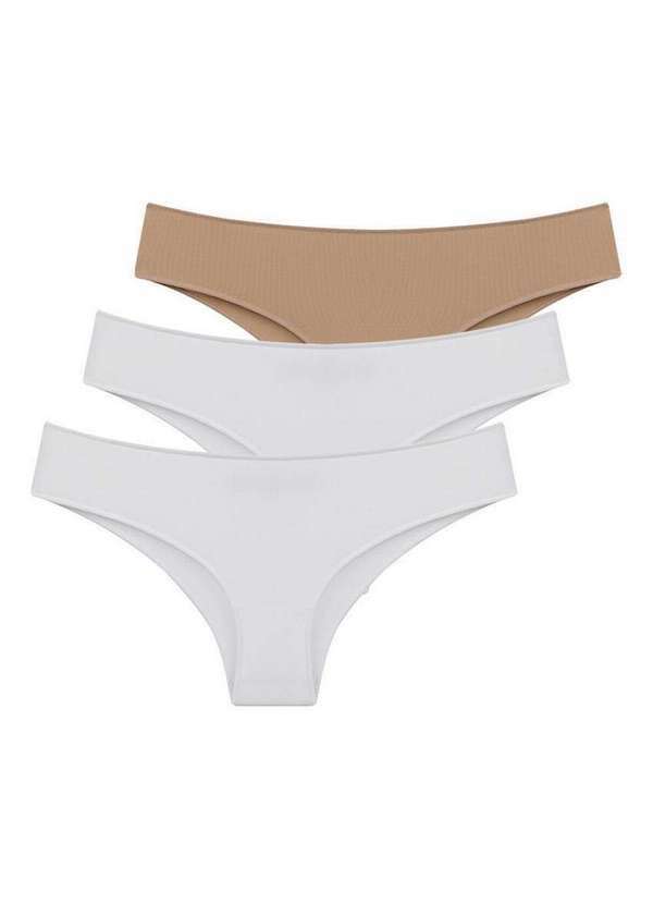 Bonjour - Kit com 3 Calcinhas Tanga Bonjour Ft38840 Branco-Camurca