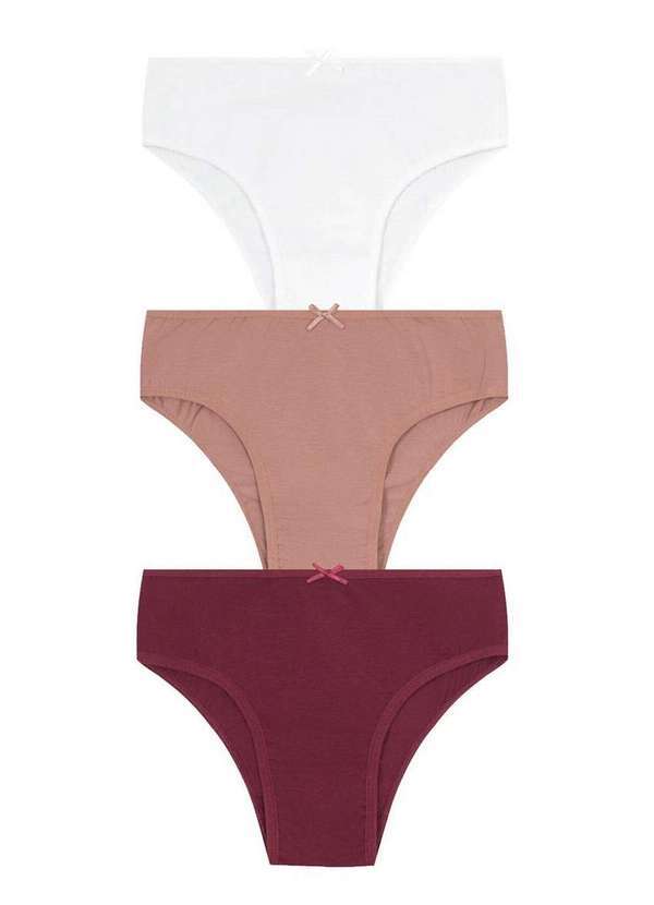 Malwee - Kit com 3 Calcinhas Tanga Malwee 1000090636 D016j-Branco-Rose-Vinho
