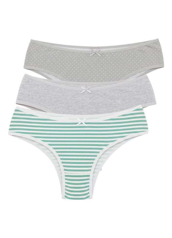 Malwee - Kit com 3 Calcinhas Tanga Malwee 1000090636 D028b-Verde-Cinza