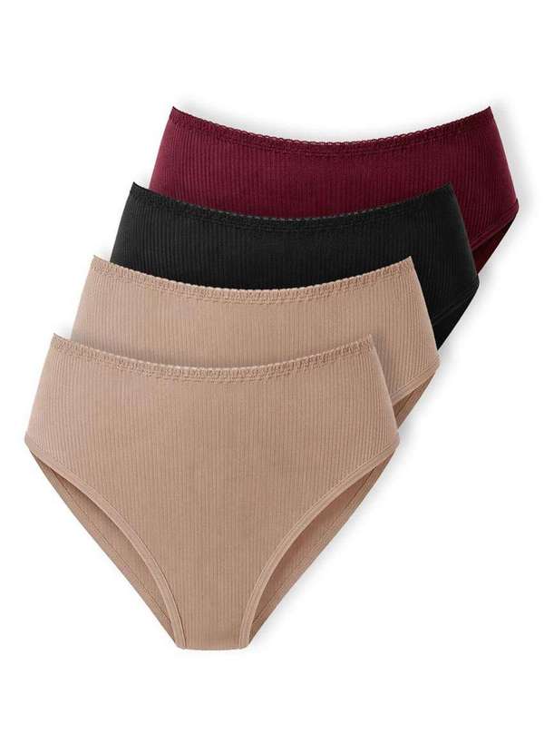 Demillus - Kit com 4 Calcinhas Alta Abrupt Demillus 56096 Bege-Rosado-Preto-Vinho-Barolo