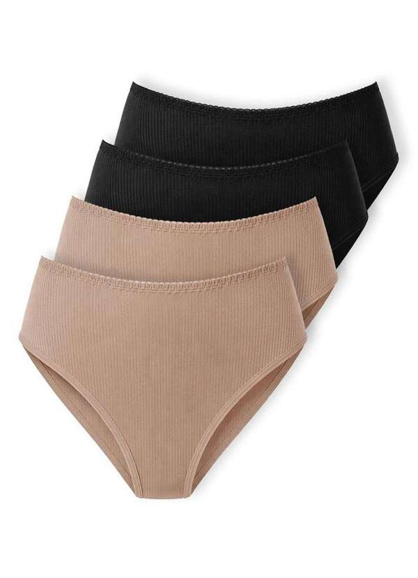 Demillus - Kit com 4 Calcinhas Alta Abrupt Demillus 56096 Bege-Rosado-Preto