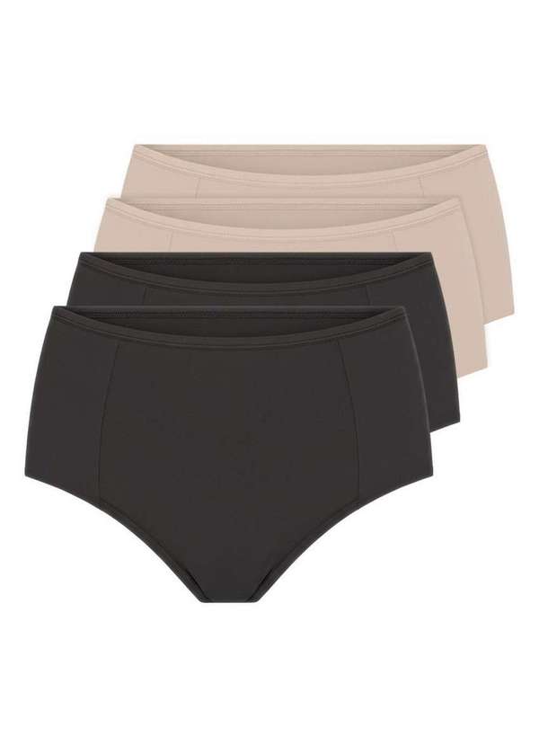 Triumph - Kit com 4 Calcinhas Alta Blissy Maxi Triumph 24965 Preto-Mink