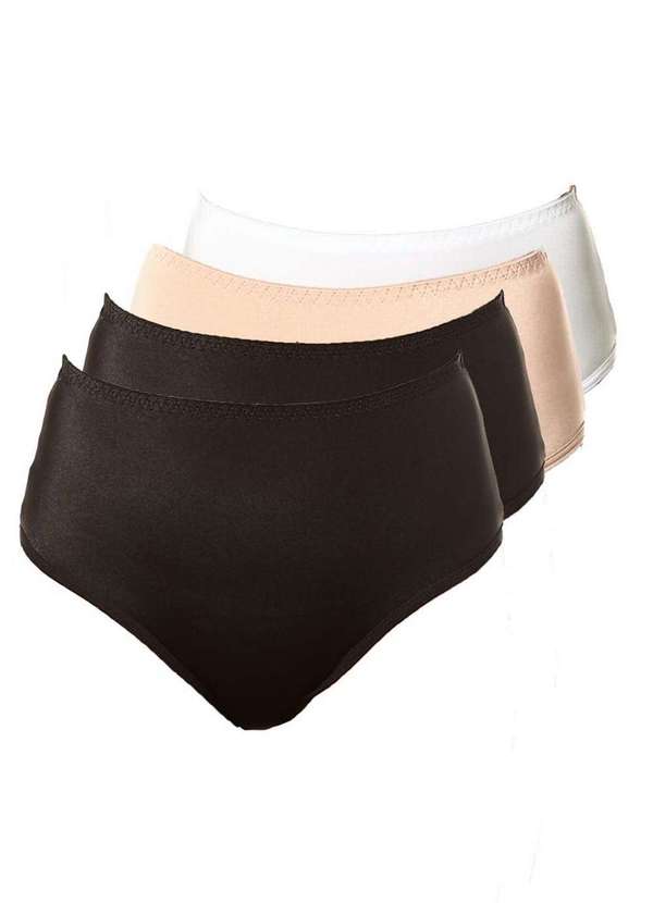 Demillus - Kit com 4 Calcinhas Alta Chanson Demillus 57850 Preto-Bege-Rosado-Branco