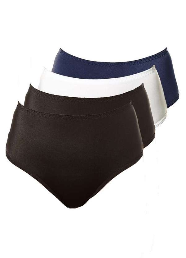 Demillus - Kit com 4 Calcinhas Alta Chanson Demillus 57850 Preto-Branco-Marinho