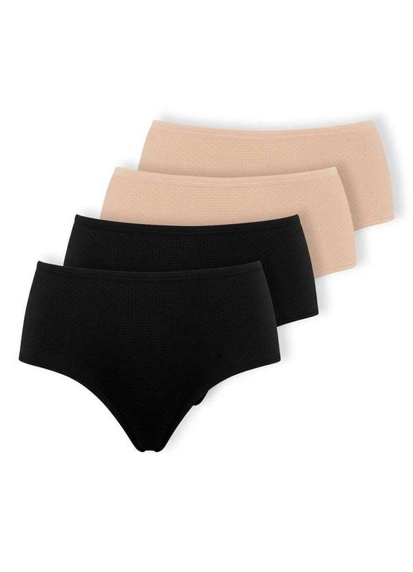 Dilady - Kit com 4 Calcinhas Alta Dilady 203203 Plus Size Preto-Chocolate