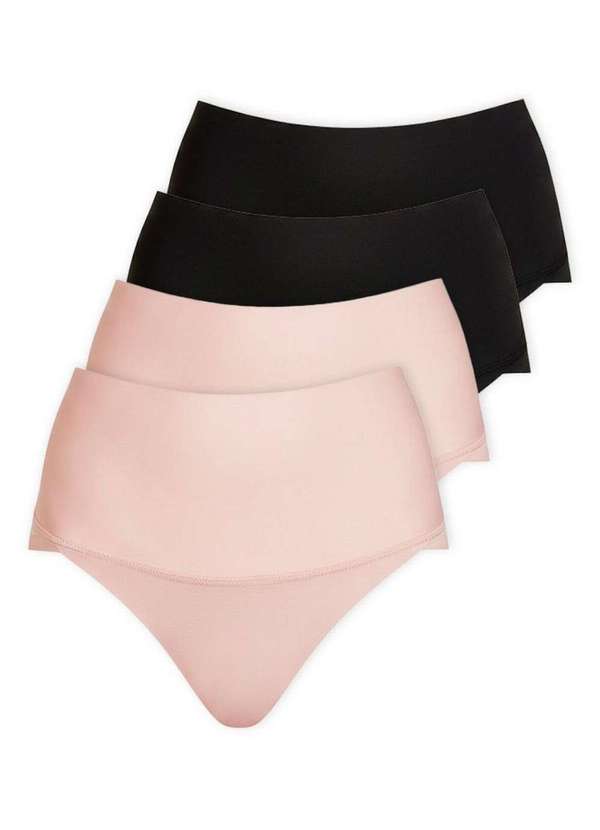 Hope - Kit com 4 Calcinhas Alta Hope 330850 Bege-Ballet-Preto