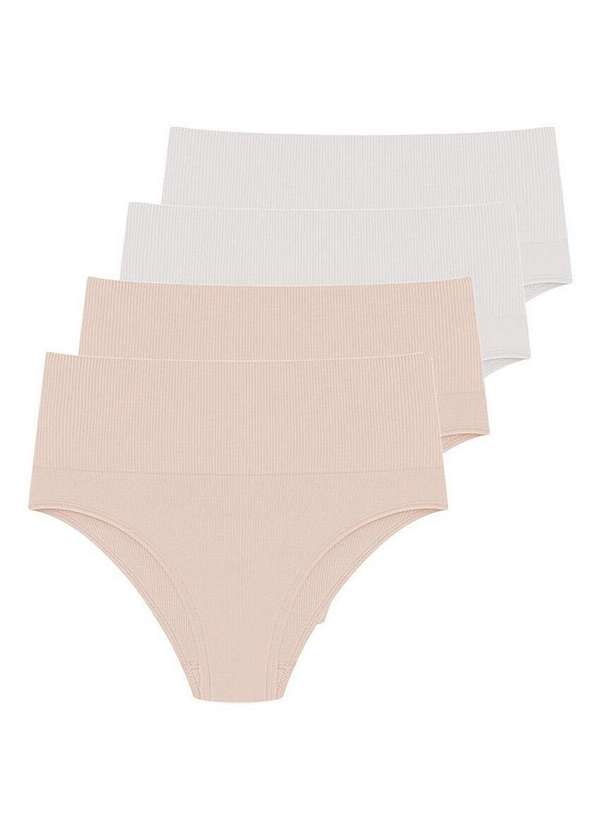 Hope - Kit com 4 Calcinhas Alta Hope 33110 Bege-Ballet-Branco