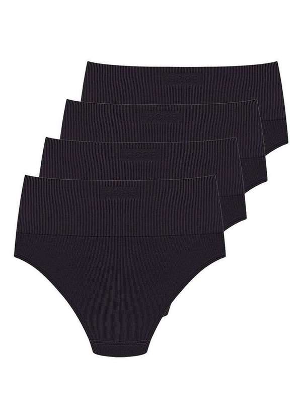 Hope - Kit com 4 Calcinhas Alta Hope 33110 Preto 4