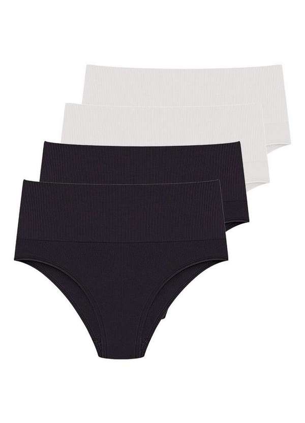 Hope - Kit com 4 Calcinhas Alta Hope 33110 Preto-Branco