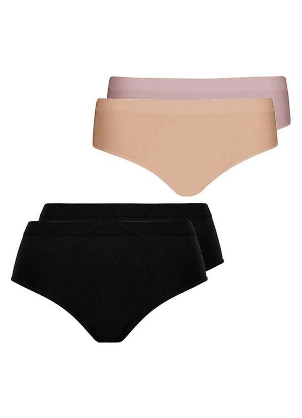 Lupo - Kit com 4 Calcinhas Alta Loba 40900-001 Preto-Natural-Nude