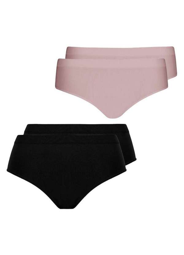 Lupo - Kit com 4 Calcinhas Alta Loba 40900-001 Preto-Nude