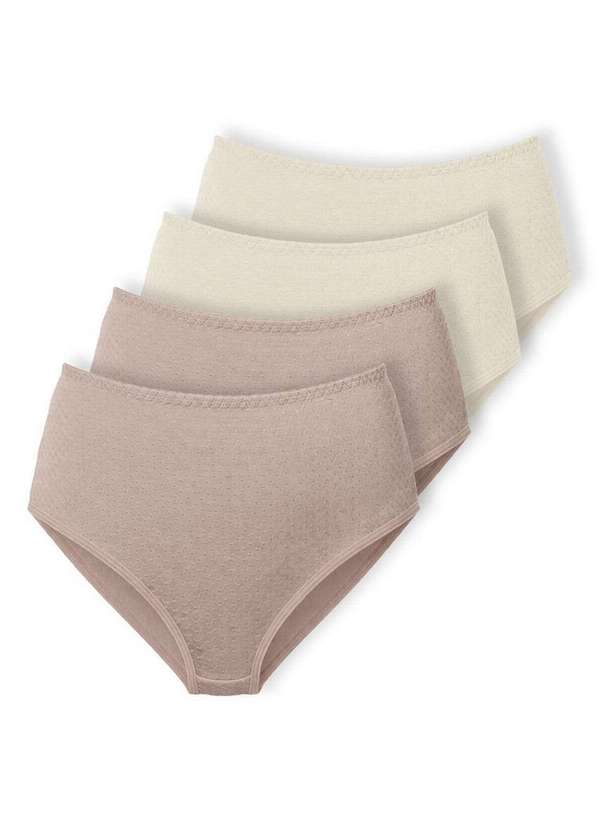 Demillus - Kit com 4 Calcinhas Alta Nova Bibelô Demillus 57487 Bege-Rosado-Pérola