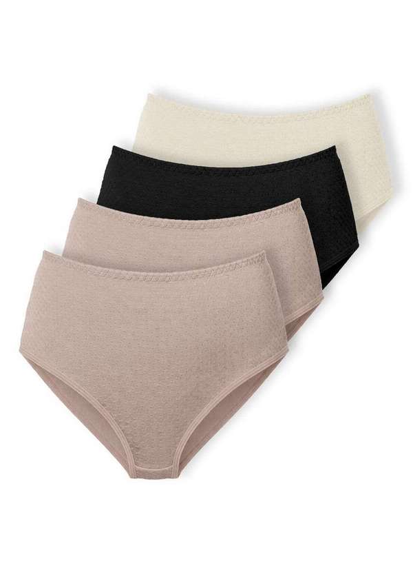 Demillus - Kit com 4 Calcinhas Alta Nova Bibelô Demillus 57487 Bege-Rosado-Preto-Pérola