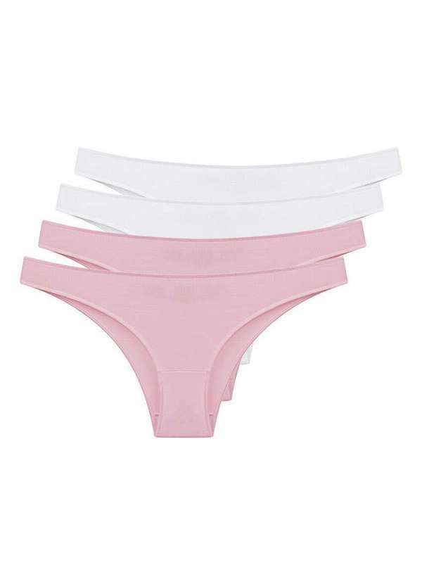 Bonjour - Kit com 4 Calcinhas Biquíni Bonjour Kt34840 Rosa-Bloom-Branco