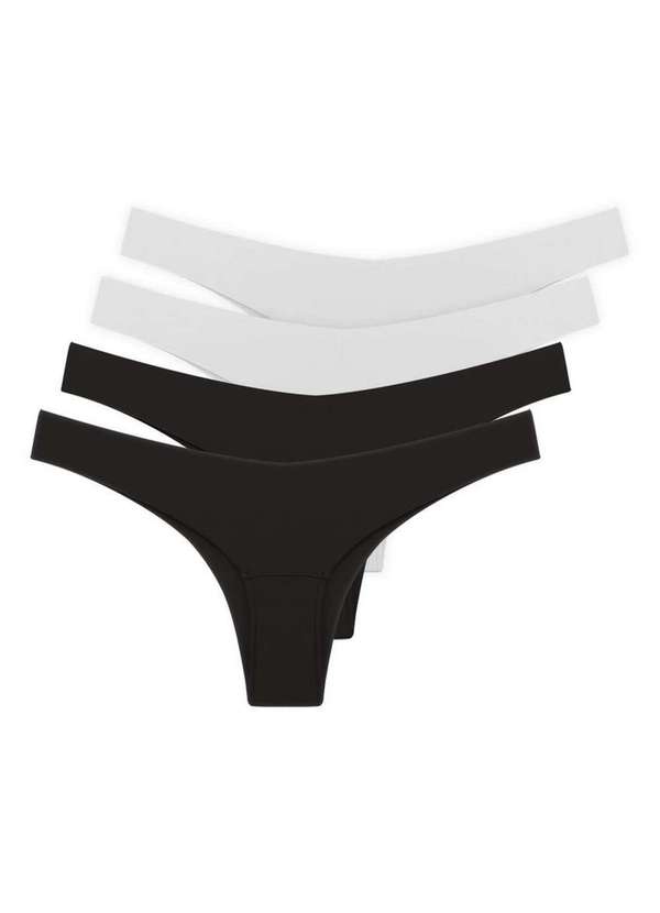 Bonjour - Kit com 4 Calcinhas Biquíni Bonjour Kt35870 Preto-Branco