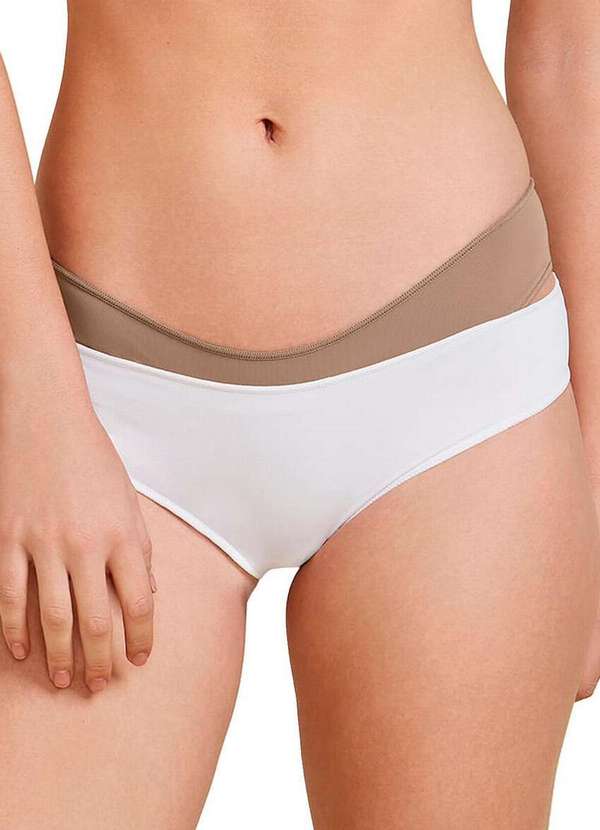 Bonjour - Kit com 4 Calcinhas Biquíni Bonjour Kt38840 Camurca-Branco 2