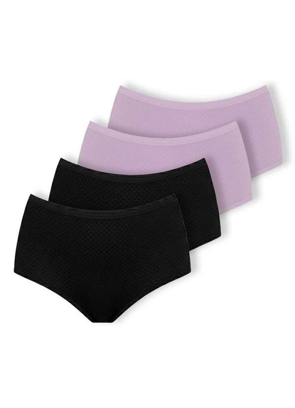 Dilady - Kit com 4 Calcinhas Biquíni Dilady 203202 Preto-Rosa-Retro