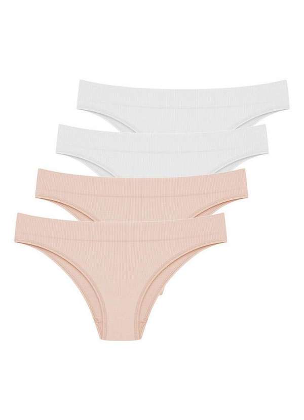 Hope - Kit com 4 Calcinhas Biquíni Hope 35010 Bege-Ballet-Branco