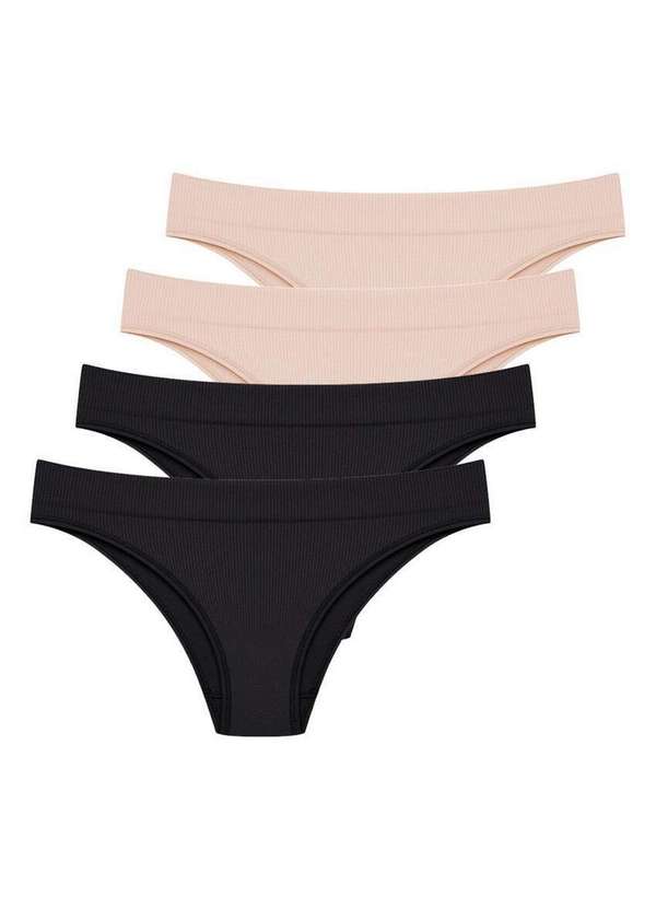 Hope - Kit com 4 Calcinhas Biquíni Hope 35010 Preto-Bege-Ballet