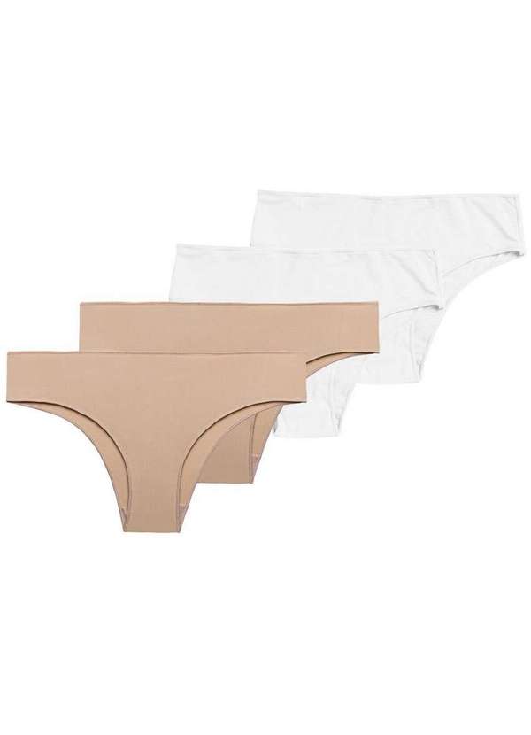 Hope - Kit com 4 Calcinhas Biquíni Hope 38840 Camurça-Branco