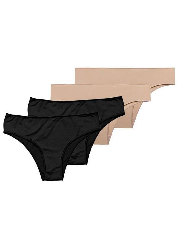 Hope - Kit com 4 Calcinhas Biquíni Hope 38840 Preto-Camurça
